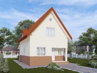 Одноэтажный дом с мансардой, четырьмя спальнями и террасой